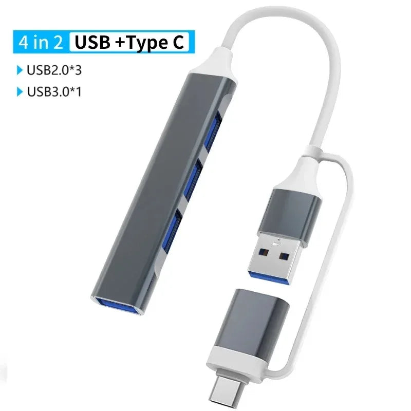 8 in 2 USB +Type C HUB Docking Station with 3.5mm Audio Jack Adapter Micro SD Card Reader Laptop Tablet Phone Disk Converter