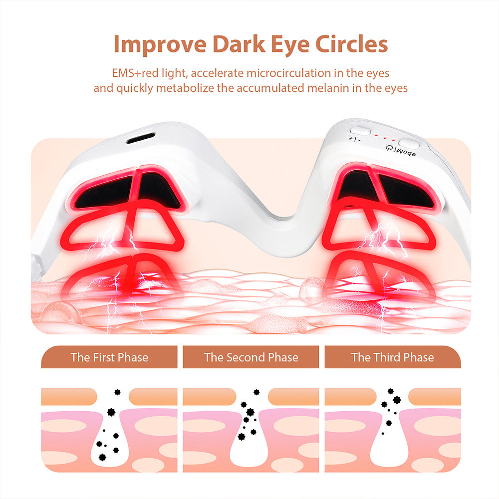 Microcurrent EMS Eye Beauty Massager with Red Light Therapy for Dark Circle Reduction