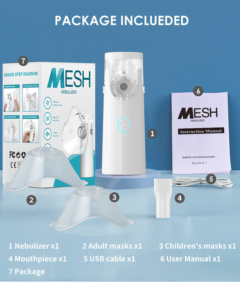 Household Medical Portable Handheld Nebulizer Children Mute Bilateral Ultrasonic Micro-grid Atomizer