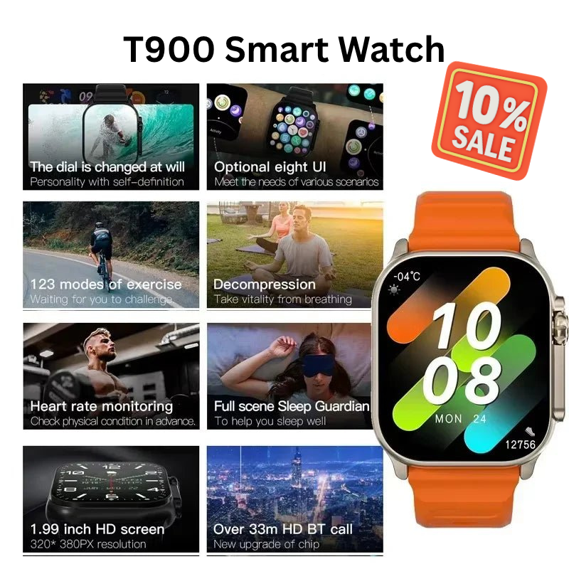 T900Ultra Smartwatch Bluetooth Talk Heart Rate Monitor Sports Watch Android iOS - PREMA TIME