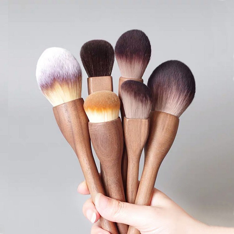 Jujube Wood Series Fiber Hair Loose Powder Brush Honey Powder Brush Seamless Foundation Blush Contouring Cosmetic
