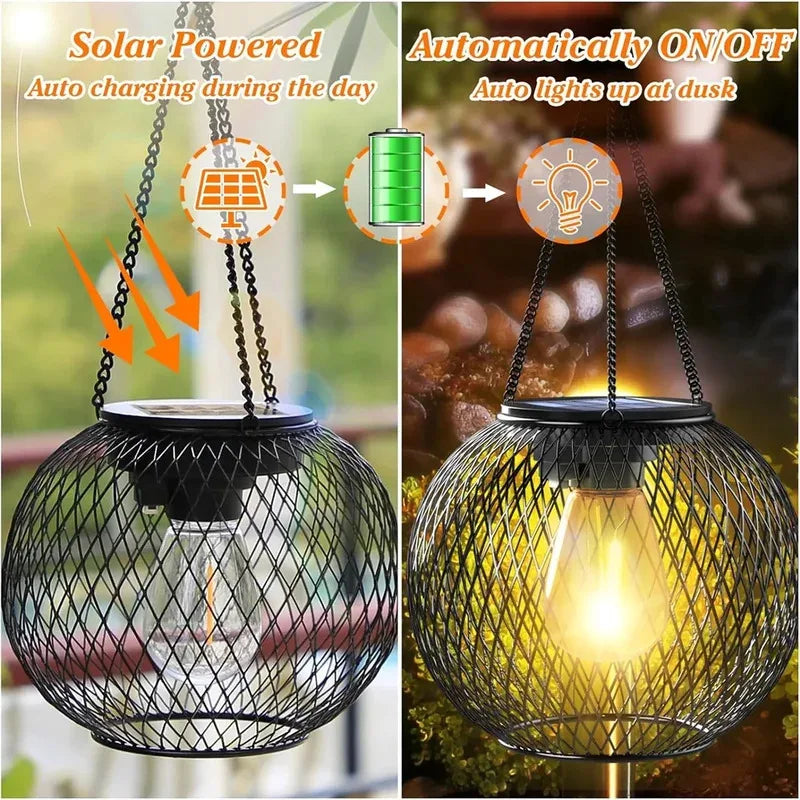 Ortiny Solar Lantern – Waterproof Outdoor Hanging Light for Garden, Patio & Porch