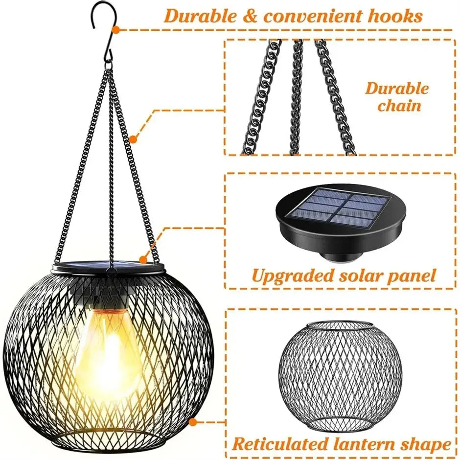 Ortiny Solar Lantern – Waterproof Outdoor Hanging Light for Garden, Patio & Porch