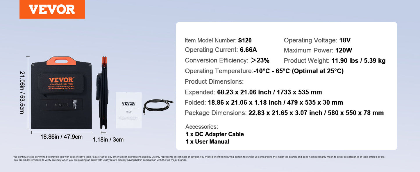 SucceBuy Portable Monocrystalline Solar Panel Foldable ETFE Charger Efficiency Panel Waterproof for Power Station Camping Hiking